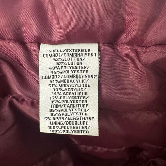 BELLE BADGLEY MISCHKA Burgundy Fleece & Faux Fur Trimmed Hooded Parka sz Medium‎ - Picture 9 of 11